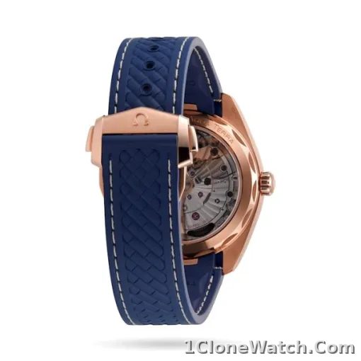 Omega Seamaster Aqua Terra Men Automatic Blue 18ct Rose Gold Watch O22052412103001 - detail