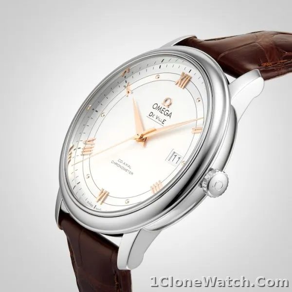 Omega De Ville Men Automatic Silver Leather Watch O42413402002002 - detail