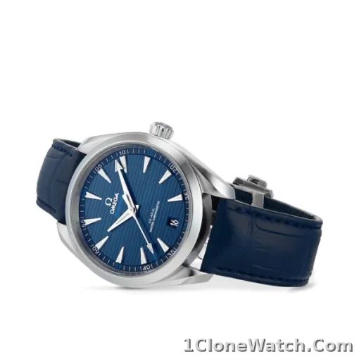 Omega Seamaster Aqua Terra Men Automatic Blue Leather Watch O22013412103001 - detail