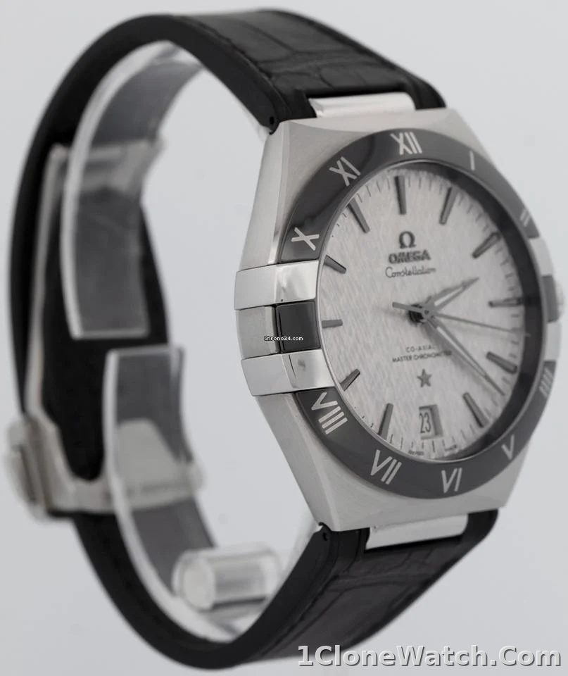 Omega Constellation Men Automatic Grey Leather Watch O13133412106001 - detail