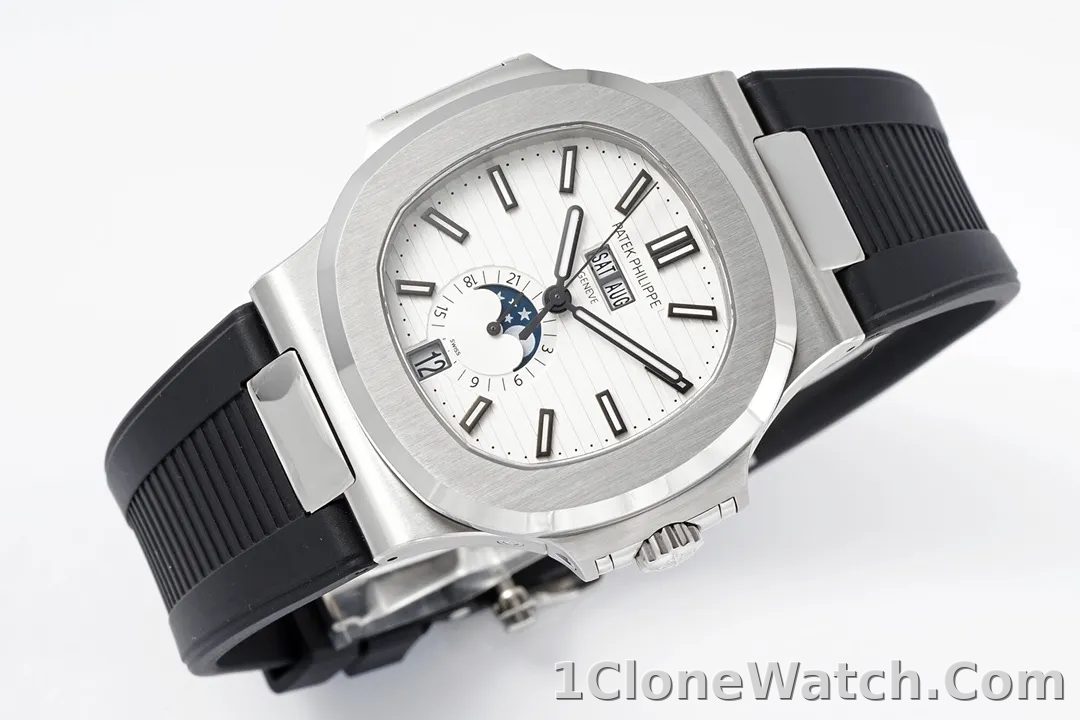 Patek Philippe Nautilus Blue Rubber Strap Watch - detail