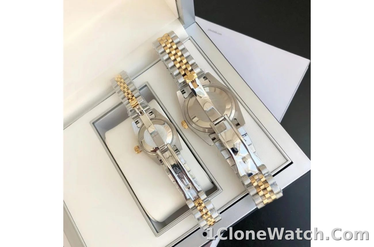 Couple Watches Rolex Datejust 36/28mm RG/SS Jub Sliver/Dia - detail