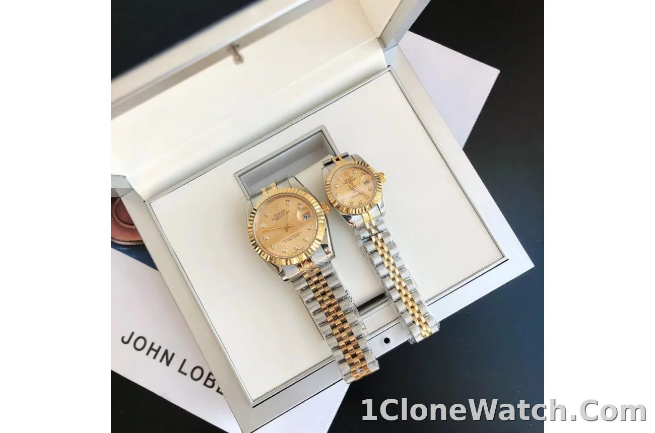 Couple Watches Rolex Datejust 36/28mm RG/SS Jub Gold/Dial - detail