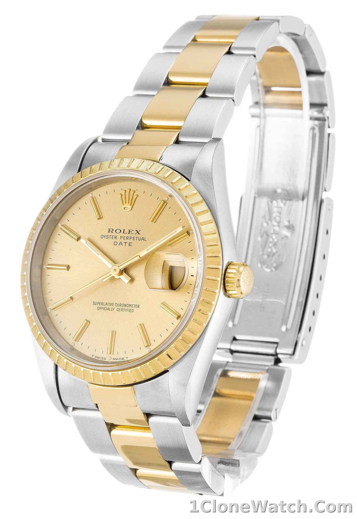 Rolex Oyster Perpetual Date 34mm Champagne Dial 15223 - detail