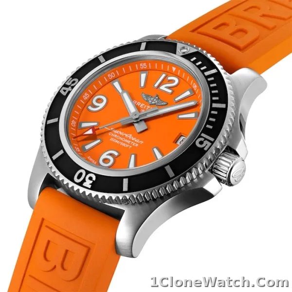 Breitling Superocean Women Automatic Orange Rubber Watch A17316D71O1S1 - detail